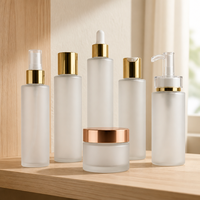 Bouteille et pot en verre givré avec logo personnalisé, flacon pompe pour lotion, flacon de maquillage, emballage cosmétique, conteneur 120ml 100ml 40ml 50g 30g