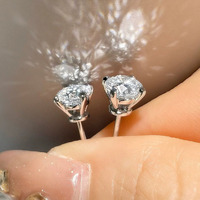 Boucles d'oreilles à clous en or blanc 14 carats avec diamants cultivés en laboratoire IGI de 2 carats chacun, 3 griffes, fermeture à vis, pour homme et femme