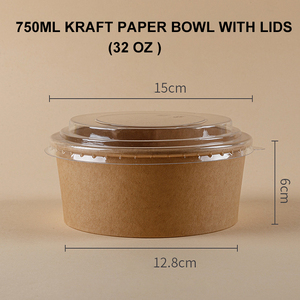 Envases de Papel Kraft Ecológico de 32 oz para Llevar Comida, Sopa, Ensalada, Fideos, con Tapa, Impresión Personalizada - Product Image 5