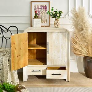 Meuble de rangement en bois massif durable pour le salon, design rustique antique à 2 tiroirs - Product Image 3