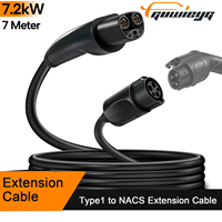 Câble adaptateur de charge pour véhicules électriques GUWIEYG 7M SAE J1772 Type 1 vers NACS, 32A, rallonge portable