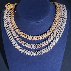 Ready to Ship Moissanite Pass Diamond Tester 925 <b>Silver</b> Gold Plated 12mm 2 Rows Cuban Link <b>Chain</b> <b>Fine</b> Jewelry - Product Image 4