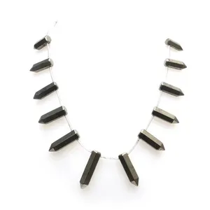 DIY Natural Gemstone pyrite dot lapis polished rectangle beads stretch hand row Bracelets