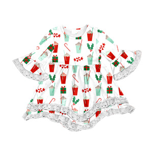 Vestido de Manga Larga con Volantes de Encaje y Estampado para Niña Pequeña, Estilo Campana, Ideal para Fiestas - Product Image 5