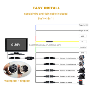 Kit 4 canali per autocarri DVR 720P visione notturna a luce stellare 4CH Display Touch Screen sistema di registrazione del Loop del veicolo scatola nera - Product Image 4