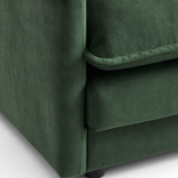 Fauteuil de lecture carré en chenille verte, une place, rembourré avec rembourrage en mousse, assise profonde, pour salon, avec coussin décoratif
