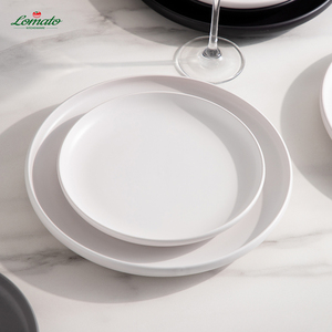 <span class=keywords><strong>Platos</strong></span> <span class=keywords><strong>de</strong></span> Cerámica para Cena y Postre, Diseño Nuevo, Borde Vertical, Coloridos, Negro, Blanco y Rosa, con Logotipo para Restaurante, Venta al Por Mayor - Product Image 4