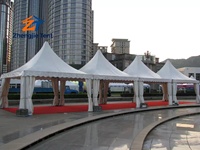 Tente Pagode Portable en Alliage d'Aluminium Facile à Assembler avec Toit en PVC pour Expositions, Festivals, Marchés aux Puces, Foires Extérieures et Boutiques Éphémères