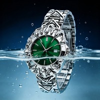 Montre-bracelet vintage de luxe pour homme à quartz, bracelet en alliage argenté, boîtier irrégulier unique, calendrier, étanche, style Y2K, vente en gros personnalisée