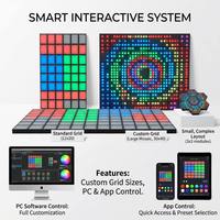 Piso LED Interactivo Directo de Fábrica, Panel Blanco con Marco Negro RGB, Control Inteligente, Pista de Baile para Discotecas, Exposiciones, Centros Comerciales