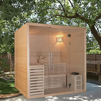 Cabine de sauna extérieure minimaliste carrée, lignes épurées, bois massif, sauna moderne pour jardin