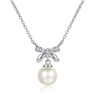 Collier en argent sterling 925 de haute qualité AZ889-X, perle d'eau douce naturelle, moissanite, collier pour femmes, nœud papillon délicat, bijoux de luxe