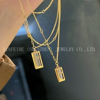Xinfly Trendy Pure Real 24K Jaune 999 Or Riche Brique Pendentif Couple Collier Fine Jewelry Set pour Femmes et Hommes