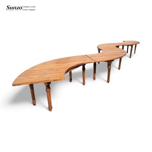 Elegante tavolo a serpentina in legno di pino con Design curvo per ristoranti all'aperto Boutique hotel esclusivi eventi di trasformazione dello spazio - Product Image 5