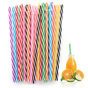 Pailles en <span class=keywords><strong>plastique</strong></span> réutilisables de 9 pouces, rayées, couleur bonbon, pour verre Mason Jar, 16 oz - Product Image 4