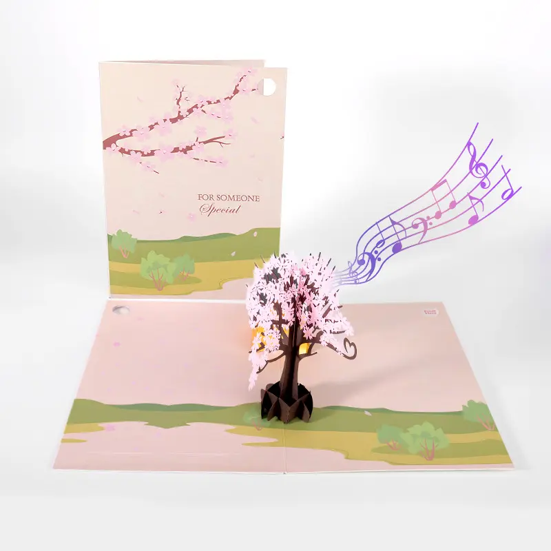 Craft Paper Handmade Card Wedding Invitation 3D Pop Up Music Greeting Cards