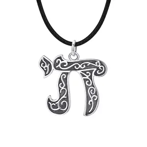 Digital Symbol Fashion 925 Silver Jewelry Pendant with Black Leather Rope