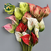 Bunga Artificial PU Anthurium Tekstur 3D Kecil Putih Bird of Paradise Bunga Lotus Dekorasi Rumah Rangkaian Bunga Hias