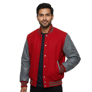 Blouson bomber homme, haute qualité, polaire, broderie chenille personnalisée, manches en cuir, style baseball, lettrage homme. - Product Image 1
