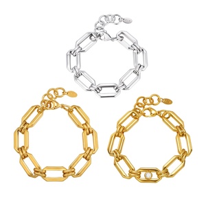 Pulseras de Joyería Fina, Cadena de Acero Inoxidable Chapada en Oro, Diseño de Cadena Simple y Elegante Estilo Hip Hop, Ideal para Regalo - Product Image 5