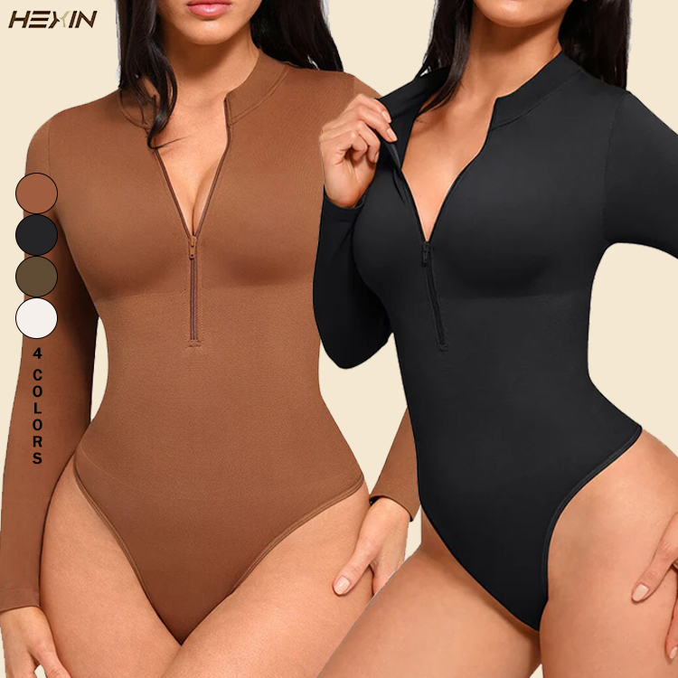 YQ Dropshipping Seamless Slimming Long Sleeve Fitness Shapewear Bodysuit One Piece Workout For Women