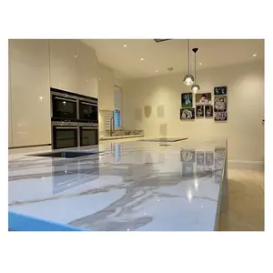 Borghini Modern Design Porseleinen Witte Dolomiet Marmeren Plaat Calacatta Met Grijs Voor Keuken Werkbladen Voor Villa 'S En Hotels