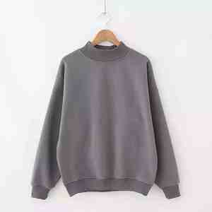 Sudadera con capucha de diseño en blanco personalizado de alta calidad 100% algodón liso mujer cuello redondo cuello simulado sudadera para hombres - Product Image 3