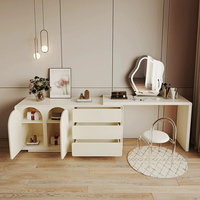 NOVA Nordic Crème Table De Maquillage Miroir Intelligent Moderne En Bois Massif Chambre Dressing Vanité Bureau Meubles Pliables pour Une Utilisation En Appartement