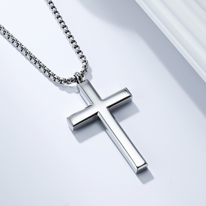 Minimalist unisex <b>titanium</b> steel smooth cross pendant, colorfast necklace, Dongguan <b>titanium</b> steel jewelry. - Product Image 1