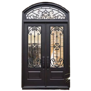 Porte intérieure en verre avec cadre en acier forgé français sur mesure pour projets d'hôtels, villas et écoles - Product Image 1