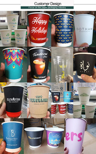 Gobelets à café en papier jetables personnalisés avec logo imprimé, double paroi, 8 oz, 12 oz, 16 oz, gobelets biodégradables pour boissons chaudes avec couvercles - Product Image 3