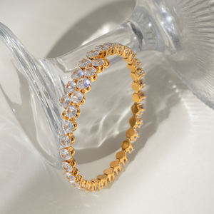 Bracciale Tennis in Acciaio Inossidabile con Zirconi Completi, Gioielli alla Moda, Vendita Calda - Product Image 4