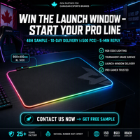 Tapis de souris de jeu RGB, tapis RGB pour esports, surface de qualité tournoi, 800x300mm, logo personnalisé, antidérapant, OEM Canada
