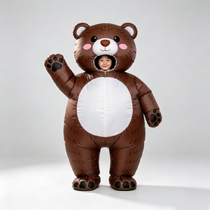 Disfraz inflable de oso de peluche marrón en oferta para adultos, traje de mascota de dibujos animados de cuerpo completo para Halloween, carnaval, desfile, cumpleaños - Product Image 1
