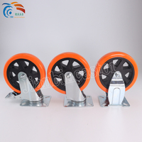 150mm PVC Orange rouge roulette pivotante chariot industriel 6 pouces roulettes robustes roulette humide