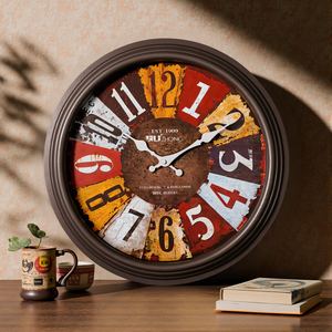 OEM americano antico orologio <span class=keywords><strong>da</strong></span> <span class=keywords><strong>parete</strong></span> al quarzo <span class=keywords><strong>da</strong></span> 16 pollici orologio appeso personalizzato con artistico Design rustico per la decorazione della casa - Product Image 1