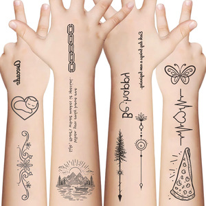 Pegatinas de <span class=keywords><strong>tatuaje</strong></span> <span class=keywords><strong>con</strong></span> letras en inglés en blanco y negro, regalos de fiesta impermeables, pegatinas faciales divertidas de gama alta - Product Image 1