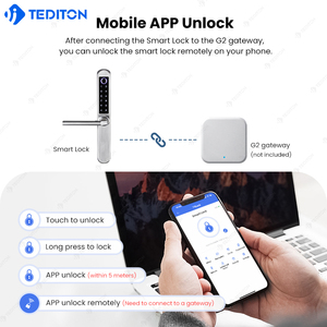 Tediton cerradura inteligente khóa cửa trượt cửa kính trượt chốt khóa cửa hai mặt khóa với các phím Kính - Product Image 3