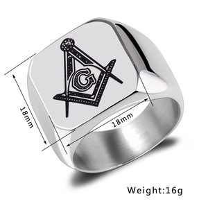 Freemason Logo <b>Cross</b> Stainless Steel <b>Ring</b> 18mm Men's Jewelry Gift Black Gold Color Options - Product Image 5