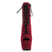 Bottines de danse bordeaux en faux daim à lacets et fermeture éclair, talon épais de 17 cm, bout fermé, plateforme épaisse, pour spectacles en club automne/hiver