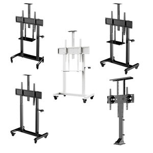 Support de télévision mobile de haute qualité sur roues avec <span class=keywords><strong>table</strong></span> de rangement hauteur réglable 1520mm-1850mm chariot de télévision à ascenseur électrique - Product Image 1
