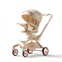 Poussette bébé de haute qualité en alliage d'aluminium, double tige de poussée, 360 degrés, 4 roues universelles, poignée réglable, légère, portable