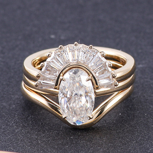 Bagues délicates pour femmes en gros, vente chaude, or jaune 14 carats, moissanite de couleur D VVS, coupe ovale, bague de fiançailles et de mariage, prix d'usine - Product Image 3