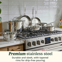 Ensemble de 12 casseroles européennes américaines modernes en acier inoxydable avec cuiseur à vapeur pour cuisinières à induction cuisinières électriques à gaz en céramique