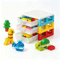 EPT Four Seasons Building Blocks Organizer 103PCS dengan Kotak Penyimpanan 3-Lapis, Blok Edukasi Bertema Hewan, Mainan STEM
