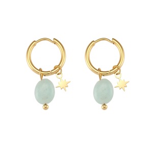 Orecchini pendenti impermeabili in acciaio inossidabile placcato oro 18K in pietra naturale ottetto Non appannato - Product Image 2