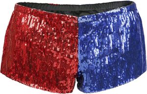 Shorts taille mi-haute HDE pour femme, à sequins métalliques, pour costumes Harley, Misfit, Moto et <span class=keywords><strong>Biker</strong></span>, ou Halloween - Product Image 3