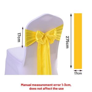 Custom White Satin <b>Bow</b> Flower Gold Colour 100 Pcs Chair Back Sashes Strap for Wedding - Product Image 3
