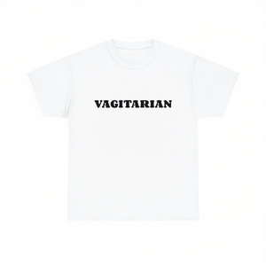 T-Shirt Unisex Bianca Vagitarian con Collo Rotondo e Manica Corta, Stampa Serigrafica, Taglia Media, Abbigliamento Promozionale per Adulti - Product Image 1