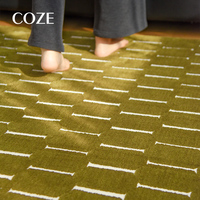 Tapis de chambre moderne en soie de lait à poils ras, antidérapant, écologique, adapté aux animaux domestiques, à motif écossais vert, fabriqué à la machine, pour salon